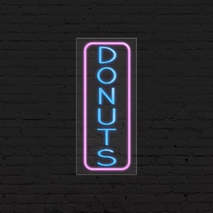 Letrero Donuts para pantallas de negocios | LED Flex Neon | 13"W x 32"H x 1"D - Imagen 1 de 4