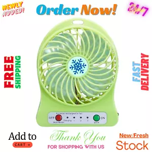 Portable Rechargeable LED Fan air Cooler Mini Operated Desk USB - Picture 1 of 1