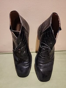 Men's Vintage Marco Vicci Black Crocodile Leather Ankle Dress Boots - Size 11M - Picture 1 of 6