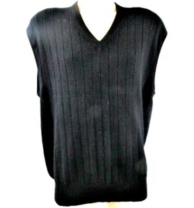 Chaleco Suéter Pullover Para Mujer Grande Negro 100% Cachemira Acanalado Cuello en V - Imagen 1 de 10