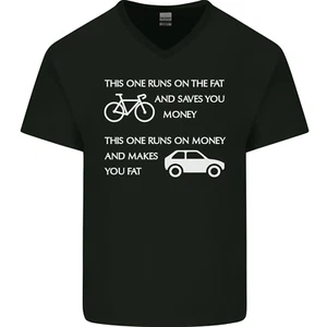 Camiseta de algodón con cuello en V divertida para hombre Cycling vs Cars Cyclist Environment - Imagen 1 de 37