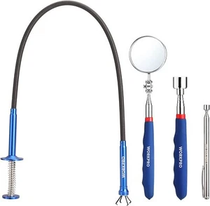 WORKPRO Telescopic Magnet Pick Up Tool 4PC Set Telescoping Inspection Mirror Set - Picture 1 of 1