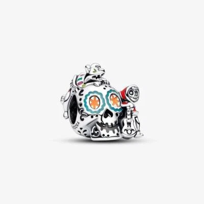 Charm Pandora Pixar, Coco, Teschio Miguel & Dante 792817C01 Charm Smalto Argento - Immagine 1 di 2