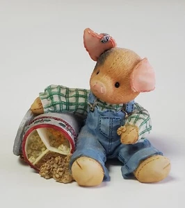 Questa statuetta ""Seasons Eatings"" maiale 2-3/4" 1997 popcorn country latta - Foto 1 di 5