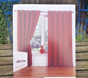 Pair Hamilton McBride Red Canvas Ring Top Luxury Curtains 228 cm x 228 cm - Picture 1 of 4