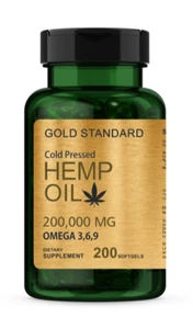 Hemp Oil Capsules | 200,000 mg Per Bottle | 200 Softgels | Max Potency | Non-GMO - Picture 1 of 2