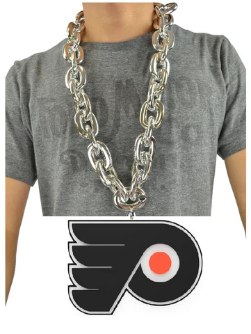 New NHL PHILADELPHIA FLYERS BIG Fan Chain SILVER Necklace 3D Foam Cover