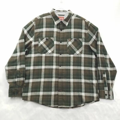 Camisa Coleman para hombre XL Marrón Verde Franela a cuadros Manga larga Bolsillos Abotonados Foto 1 de 4