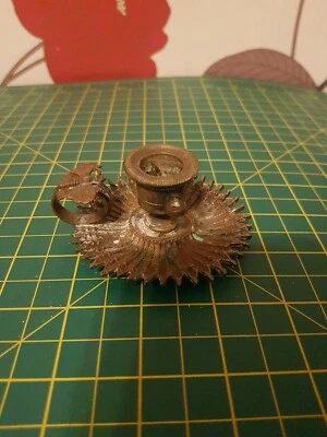 Antique Candlestick To Hand Bronze Spelter Peacock Bird Rat Cave - Image 1 of 4