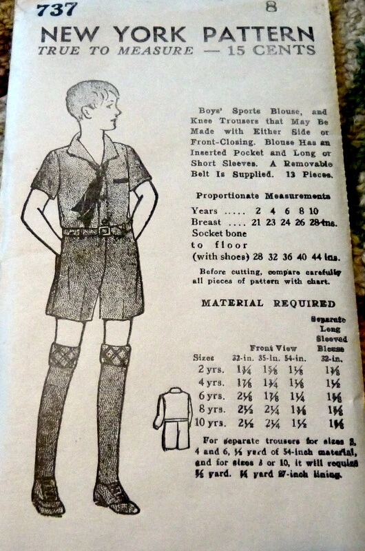 LOVELY VTG 1930s BOYS SHIRT & TROUSERS NEW YORK Sewing Pattern 10 FF - Image 1 of 1