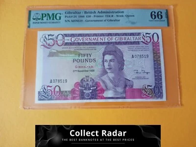 Gibraltar 50 pounds 1986 Gem Unc PMG 66 - Image 1 of 3