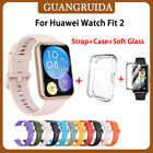 Replacement Straps Watch Band + Case Cover + Soft Glass For Huawei Watch Fit 2