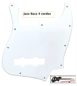 New Pickguard Jazz Bass 4 Strings - 1 Ply - 10 Holes - White - Guitar JBass - Picture 1 of 3