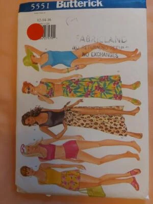 Butterick 5551 Vintage Misses' Swimsuit & Coverup Pattern  Size 12-14-16 - Image 1 of 2