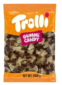 2kg TROLLI COLA BOTTLES OIL OILED BROWN WHITE COKE SODA GUMMI GUMMY BULK LOLLIES - Picture 1 of 3