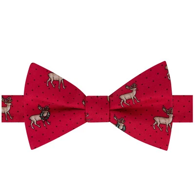 Галстук-бабочка TOMMY HILFIGER Red Reindeer Wreath Pindot Christmas Silk Self Tied - Изображение 1 из 4