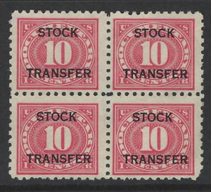 RD27, 10 cent Stock Transfer, Perf. 10 Block of 4 - Picture 1 of 1