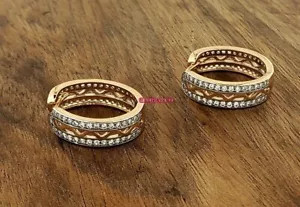 NEW EARRINGS CANDONGA STYLE EXCLUSIVE FASHION ANTIALLERGIC ROSE GOLD PLATED - Picture 1 of 2
