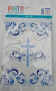 Confirmation Party Bags Communion Christening Blue Cross Paper Treat Bags x 8 - Picture 1 of 6