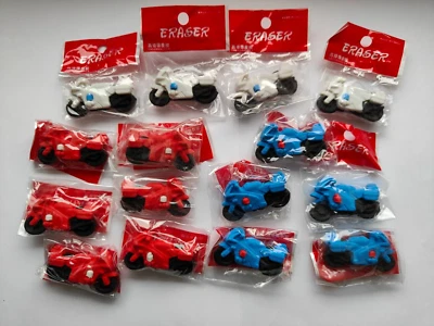 JOB LOT OF 15X NOVELTY COLLECTABLE MOTORBIKE MOTORCYCLE ERASERS RUBBERS BNIP - Image 1 of 4