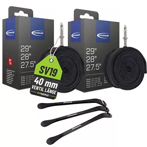 2x Manguera de bicicleta Schwalbe 27,5 28 29 pulgadas SV19 (40/62-584/635) + elevador de neumáticos - Imagen 1 de 6