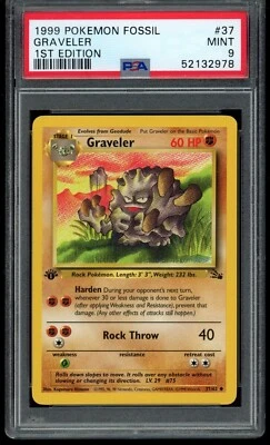 1999 Pokemon Fossil Unlimited 1st Edition Graveler #37 37/62 PSA 9 Fresh Grade! - Image 1 of 2