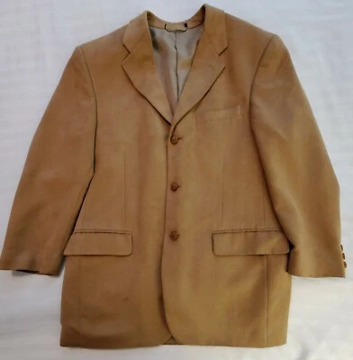 Chaqueta Abrigo Deportivo Jeffrey Banks Para Hombre Talla 40R Supra Gamuza 3 Botones Tostado Foto 1 de 4