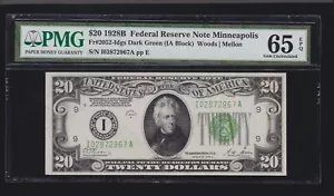 US 1928B $20 FRN Minneapolis DGS FR 2052-I PMG 65 EPQ V Ch CU (967) - Picture 1 of 2