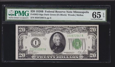 US 1928B $20 FRN Minneapolis DGS FR 2052-I PMG 65 EPQ V Ch CU (967) - Image 1 of 2
