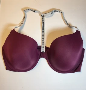 Victorias Secret T-Shirt Bra 38 D Front Closure Lightly Lined Racer Back Purple - Picture 1 of 10