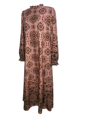 Maxi Vestido Boden Mariam Seda Rosa Antigua Intrincado Tapiz Modesto Iglesia Mujeres 4R Foto 1 de 4