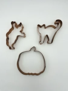 Set of 3 Halloween Large Copper Cookie Cutters  Pumpkin Cat Ghost - Picture 1 of 9