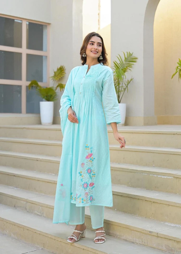 Beautiful Indian Mul Cotton Anarkali Suitset Women Wear - Image 1 of 1