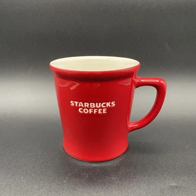 Caneca Starbucks café osso vermelho porcelana 2009 logotipo em relevo branco interior - Imagem 1 de 4