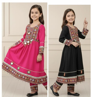 2kids Afghani dress girls afghan dress kids Frock suit girls, shalwar kameez Pak - Image 1 of 4