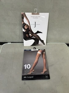 Ladies Glossy Lace Top Stockings & Hold Ups M&S Jasper Conran Medium - Picture 1 of 6