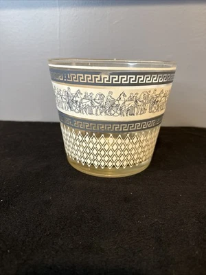 "Cubo de hielo de vidrio vintage Patrician Jeannette vidrio azul y blanco diseño griego 5""" Foto 1 de 4
