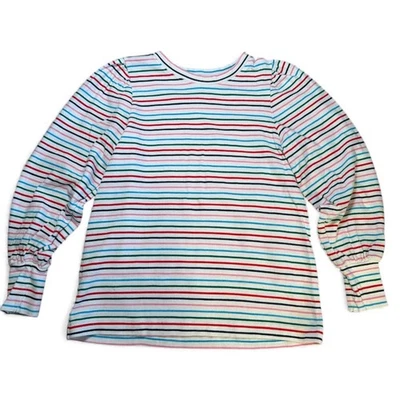 LOFT Ann Taylor 100% Algodón Rayas Pullover Suéter Camiseta Talla S Arco Iris Divertido Foto 1 de 4