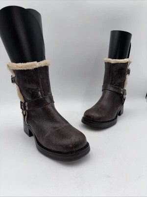 Bota de motocicleta Steve Madden Brixton para mujer, piel envejecida marrón - talla 7,5 Foto 1 de 4