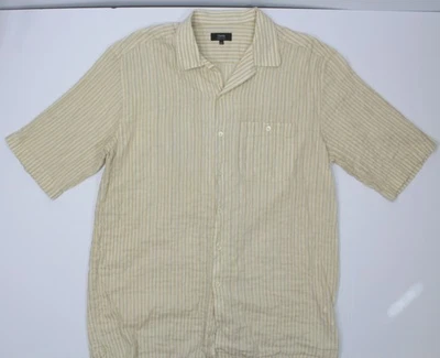 ZANELLA XLT TALL MEN’S SHORT SLEEVE CAMP SHIRT LIGHT BROWN STRIPED TEXTURED - Image 1 of 4