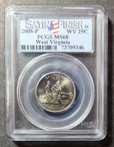 2005-P West Virginia Quarter $0.25 Satin Finish PCGS MS 68 - Picture 1 of 5