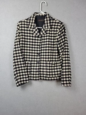 Harris Wallace Wool Blend Black White Check LS Button Up Blazer Jacket Women's M - Image 1 of 4