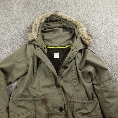 Chaqueta Gap Para Mujer L Verde Sherpa Forrada Borde de Piel Ejército Militar Parka Gabardina Foto 1 de 4