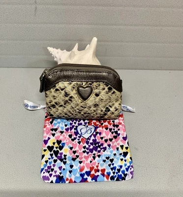 Mini Monedero Brighton Vintage Cocodrilo Grabado Gris/Beige~¡Lindo! Foto 1 de 4