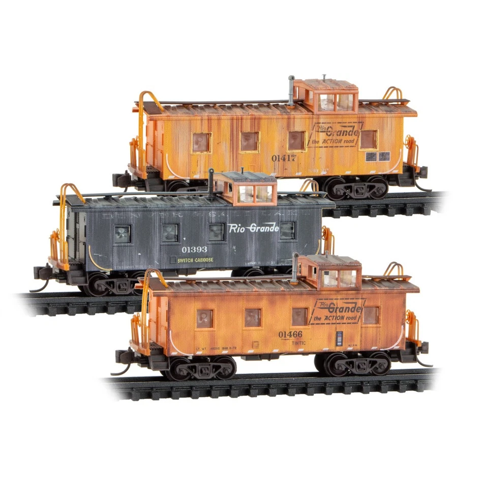 Micro Trains 98802288 N Scale D&RGW Rio Grande 36' Weathered Caboose 3-Pack - Image 1 of 4