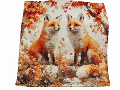 FOX Fall Autumn Trees Leaves Double Sided Throw Pillow Cover Holiday Home Decor - Image 1 of 4