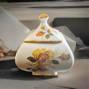 6 x 8 Zoll Keramik handgefertigt/bemalt Schmuckstück mit Deckel signiert Doris K 76 Urne Keramik - Bild 1 von 10