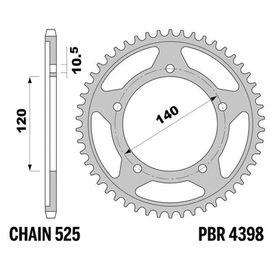 Corona PBR Z45 denti passo 525 in Acciaio Triumph Daytona 600 2003-2004 Foto 1 de 4