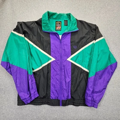 Chaqueta cortavientos para mujer olímpica de EE. UU. talla grande colorblock nailon Foto 1 de 4