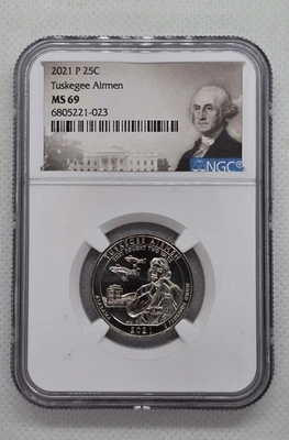 2021 P Tuskegee Airmen NP Quarter 25c NGC MS 69 TOP POP! - Image 1 of 2